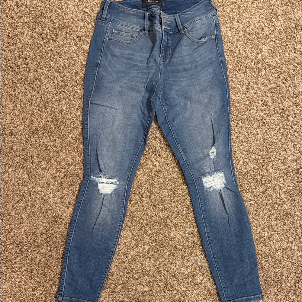 Torrid Blue Distressed Skinny Jeans